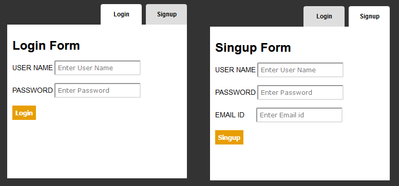 Tab Style Login and Signup with CSS
